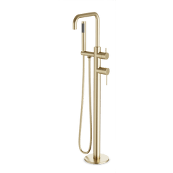 Opera Floor Mount Tub Filler Trim Kit with Low Spout and Hand Shower - Satin Brass thumbnail 1