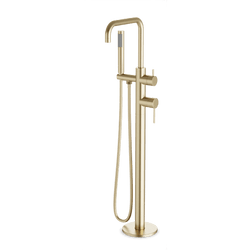 FS513TK - Round Floor Mount Tub Filler Trim Kit with Low Spout and Hand Held Shower Artos US Satin Brass 