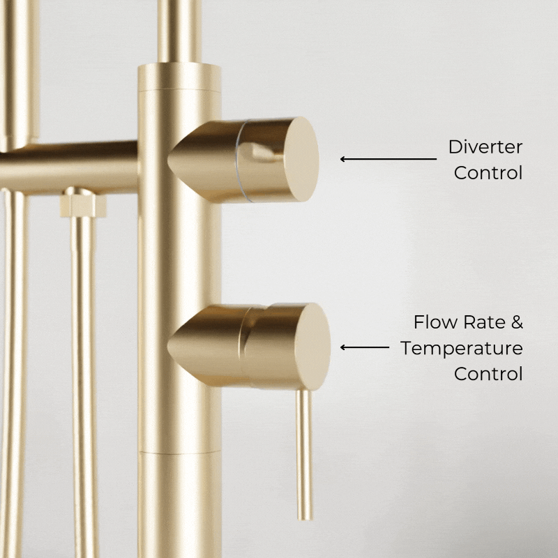 Opera Floor Mount Tub Filler Trim Kit with Low Spout and Hand Shower - Satin Brass image 5