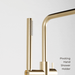 Opera Floor Mount Tub Filler Trim Kit with Low Spout and Hand Shower - Satin Brass thumbnail 4
