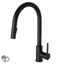 FTS100137 - Trova Touch Activated Modern Kitchen Faucet with Pulldown Spray Artos US Black