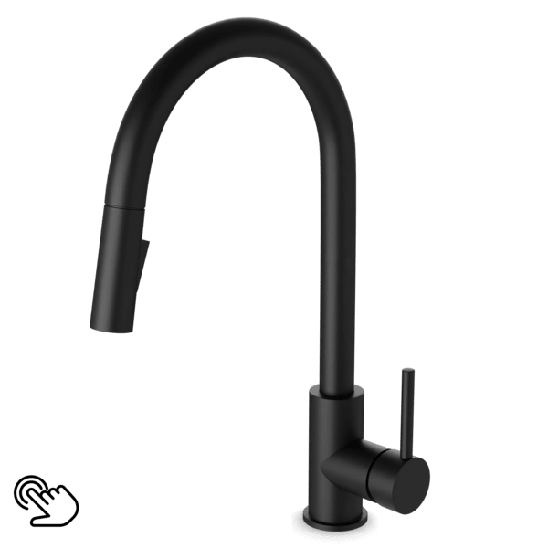 FTS100137 - Trova Touch Activated Modern Kitchen Faucet with Pulldown Spray Artos US Black