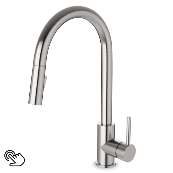 FTS100137 - Trova Touch Activated Modern Kitchen Faucet with Pulldown Spray Artos US Brushed Nickel 