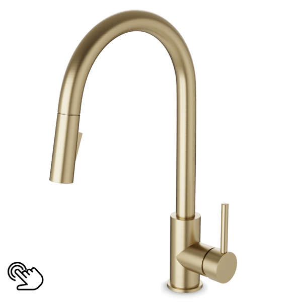 FTS100137 - Trova Touch Activated Modern Kitchen Faucet with Pulldown Spray Artos US Satin Brass 