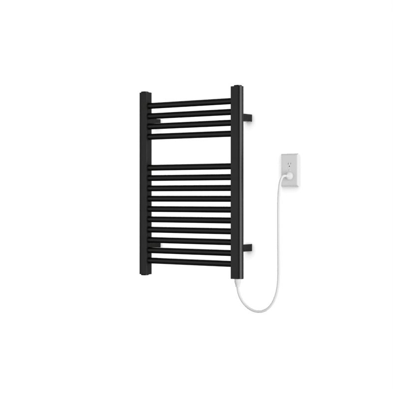 Denby 27" x 18" Plug-In Heated Towel Rail - Matte Black image 1
