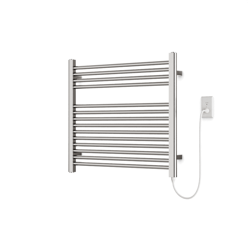 Denby 27" x 30" Plug-In Heated Towel Rail - Brushed Nickel image 1