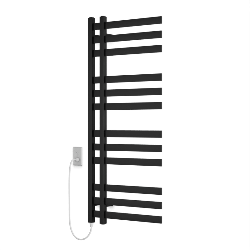 Lioni 48" x 20" Plug-In Heated Towel Rail - Matte Black image 1