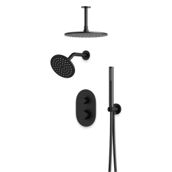 Opera Thermostatic Shower Trim Kit with Wall & Ceiling Mount Shower Head, Hand Shower - Matte Black / Wide thumbnail 1
