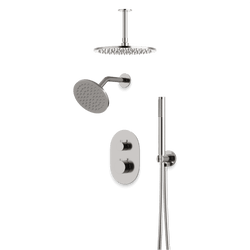 Opera Thermostatic Shower Trim Kit with Wall & Ceiling Mount Shower Head, Hand Shower - Brushed Nickel / Wide thumbnail 1