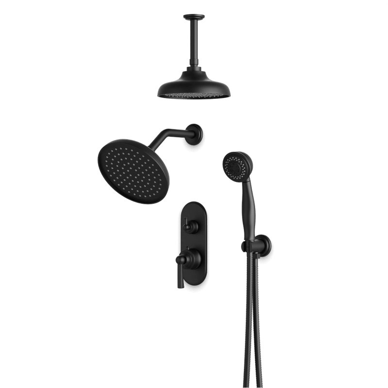 Classic Thermostatic Shower Trim Kit with Wall & Ceiling Mount Shower Head, Hand Shower - PS108CLBK image 1