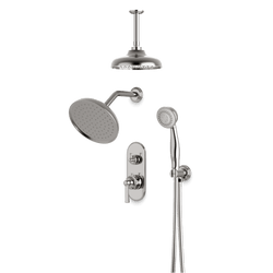 Classic Thermostatic Shower Trim Kit with Wall & Ceiling Mount Shower Head, Hand Shower - PS108CLBN thumbnail 1
