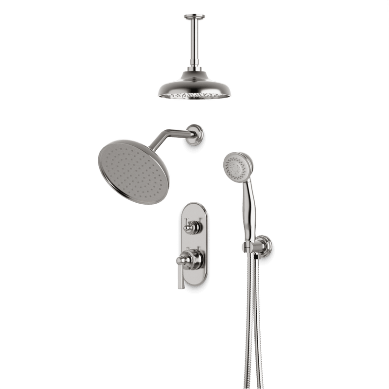 Classic Thermostatic Shower Trim Kit with Wall & Ceiling Mount Shower Head, Hand Shower - PS108CLBN image 1