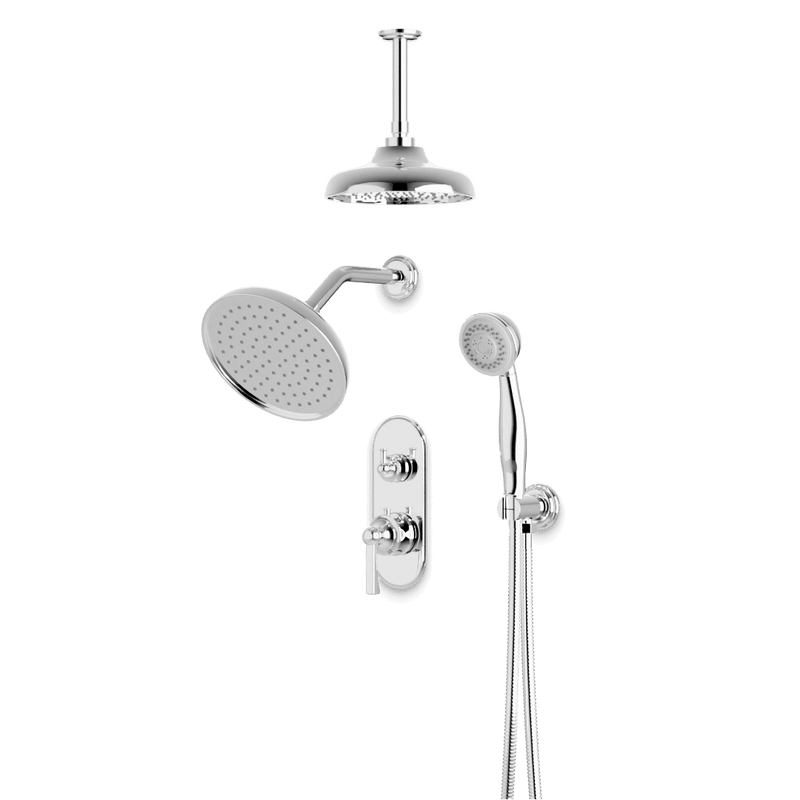 Classic Thermostatic Shower Trim Kit with Wall & Ceiling Mount Shower Head, Hand Shower - PS108CLCH image 1