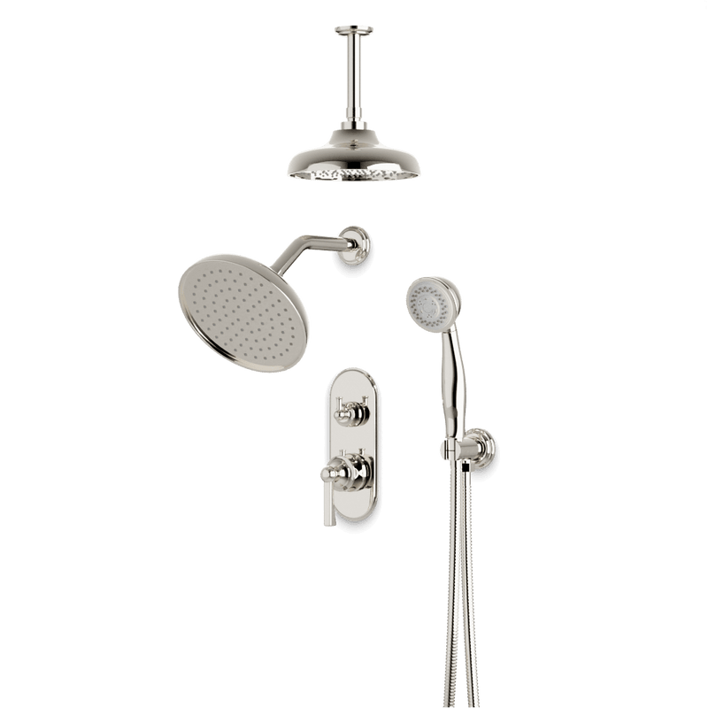 Classic Thermostatic Shower Trim Kit with Wall & Ceiling Mount Shower Head, Hand Shower - PS108CLPN image 1