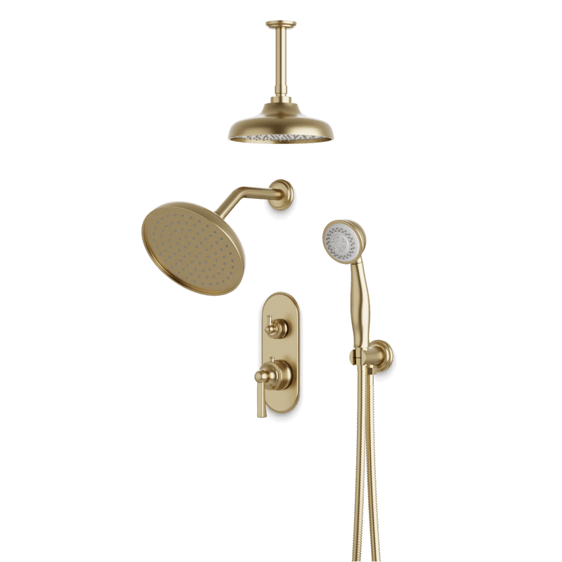Classic Thermostatic Shower Trim Kit with Wall & Ceiling Mount Shower Head, Hand Shower - PS108CLSB image 1