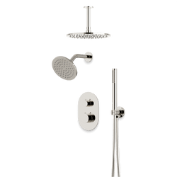 Opera Thermostatic Shower Trim Kit with Wall & Ceiling Mount Shower Head, Hand Shower - Polished Nickel / Wide thumbnail 1