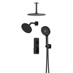 Harmony Thermostatic Shower Trim Kit with Wall & Ceiling Mount Shower Head, Hand Shower - Matte Black thumbnail 1