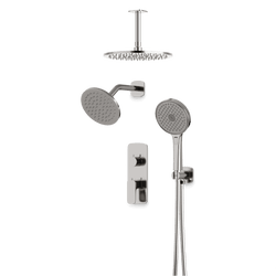Harmony Thermostatic Shower Trim Kit with Wall & Ceiling Mount Shower Head, Hand Shower - Brushed Nickel thumbnail 1