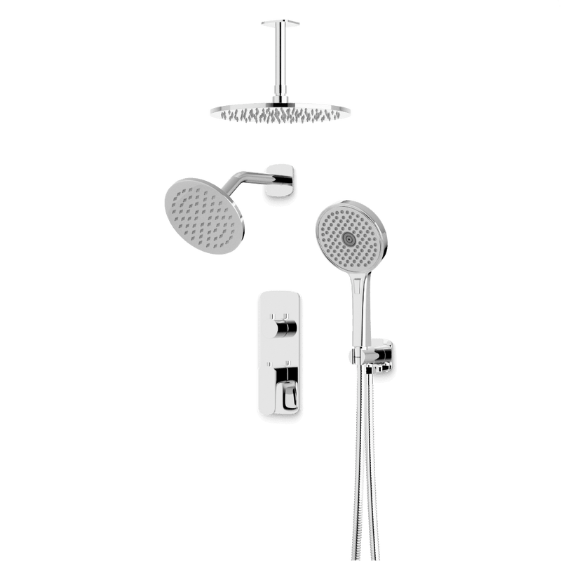 Harmony Thermostatic Shower Trim Kit with Wall & Ceiling Mount Shower Head, Hand Shower - Chrome image 1