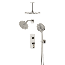 Harmony Thermostatic Shower Trim Kit with Wall & Ceiling Mount Shower Head, Hand Shower - Polished Nickel thumbnail 1