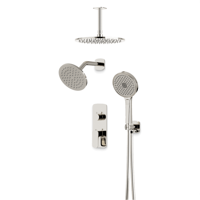Harmony Thermostatic Shower Trim Kit with Wall & Ceiling Mount Shower Head, Hand Shower - Polished Nickel image 1