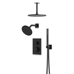 Otella Thermostatic Shower Trim Kit with Wall & Ceiling Mount Shower Head, Hand Shower - Matte Black / Wide thumbnail 1