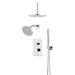 Otella Thermostatic Shower Trim Kit with Wall & Ceiling Mount Shower Head, Hand Shower - Chrome / Wide thumbnail 1