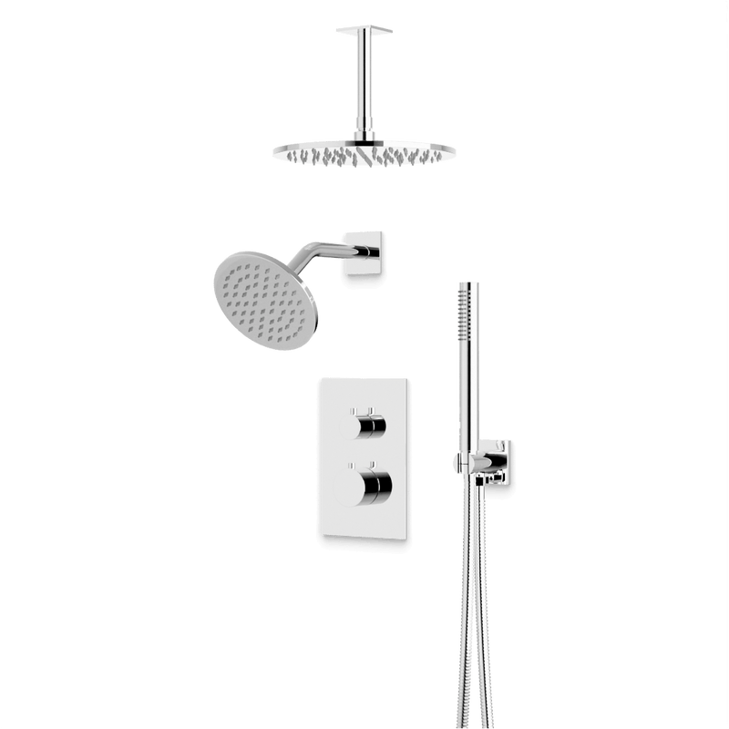 Otella Thermostatic Shower Trim Kit with Wall & Ceiling Mount Shower Head, Hand Shower - Chrome / Wide image 1