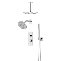Otella Thermostatic Shower Trim Kit with Wall & Ceiling Mount Shower Head, Hand Shower - Chrome / Linear thumbnail 1