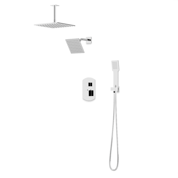 Transitional Thermostatic Shower Trim Kit with Wall Mount Shower Head, Ceiling Mount Shower Head, Hand Held Shower Artos US Chrome 