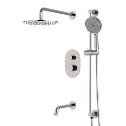 Opera Thermostatic Shower Trim Kit with Hand Shower on Slide Bar, Tub Filler - Brushed Nickel / Wide thumbnail 1