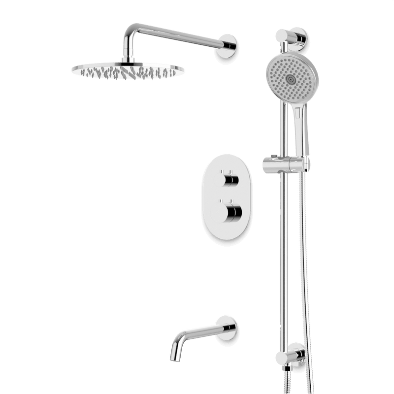 Opera Thermostatic Shower Trim Kit with Hand Shower on Slide Bar, Tub Filler - Chrome / Wide image 1