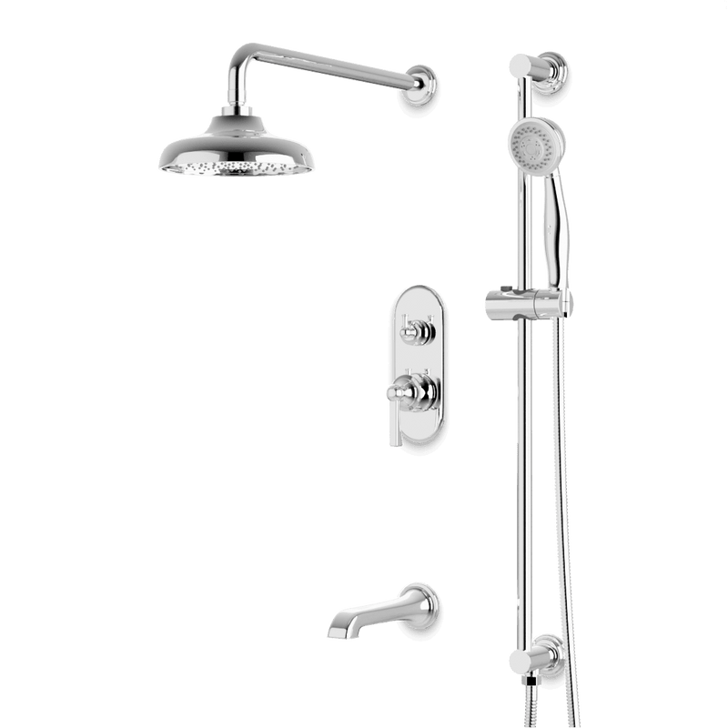 Classic Thermostatic Shower Trim Kit with Hand Shower on Slide Bar, Tub Filler - PS116CLCH image 1