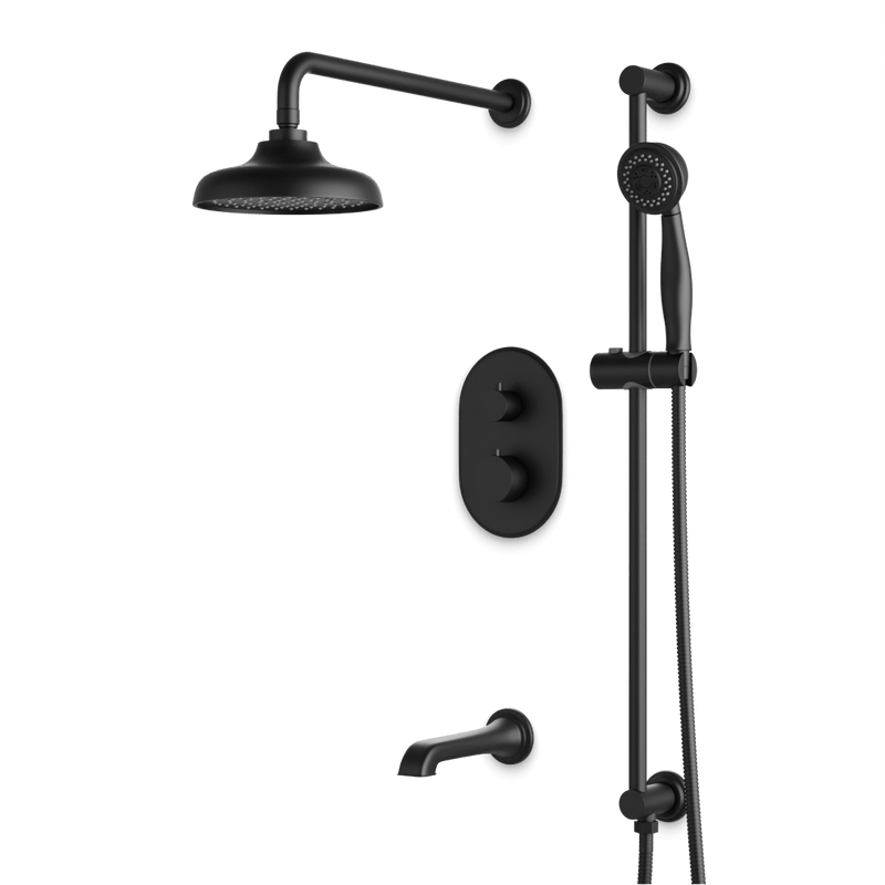Classic Thermostatic Shower Trim Kit with Hand Shower on Slide Bar, Tub Filler - PS116DCLBK image 1