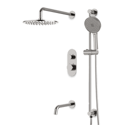 Opera Thermostatic Shower Trim Kit with Hand Shower on Slide Bar, Tub Filler - Brushed Nickel / Linear thumbnail 1