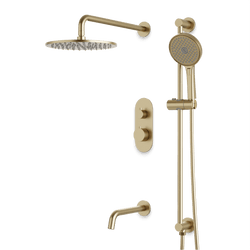 Opera Thermostatic Shower Trim Kit with Hand Shower on Slide Bar, Tub Filler - Satin Brass / Linear thumbnail 1