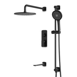 Harmony Thermostatic Shower Trim Kit with Hand Shower on Slide Bar, Tub Filler - Matte Black / 10" (standard) thumbnail 1