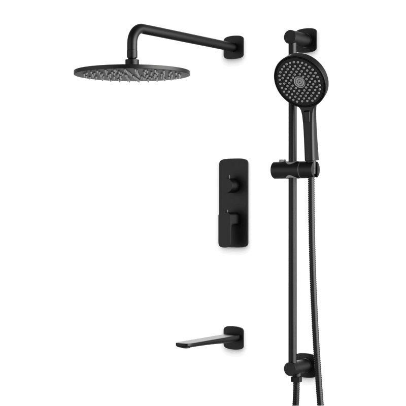 Harmony Thermostatic Shower Trim Kit with Hand Shower on Slide Bar, Tub Filler - Matte Black / 10" (standard) image 1