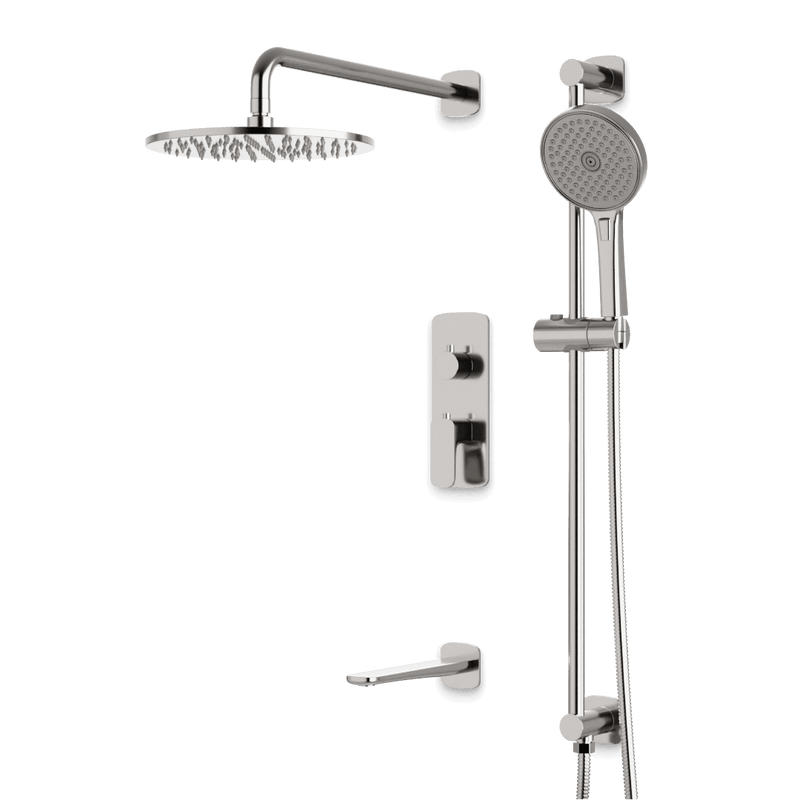 Harmony Thermostatic Shower Trim Kit with Hand Shower on Slide Bar, Tub Filler - Brushed Nickel / 10" (standard) image 1