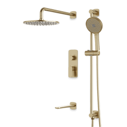 Harmony Thermostatic Shower Trim Kit with Hand Shower on Slide Bar, Tub Filler - Satin Brass / 10" (standard) thumbnail 1