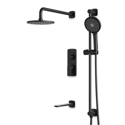 Harmony Thermostatic Shower Trim Kit with Hand Shower on Slide Bar, Tub Filler - Matte Black / 8" thumbnail 1