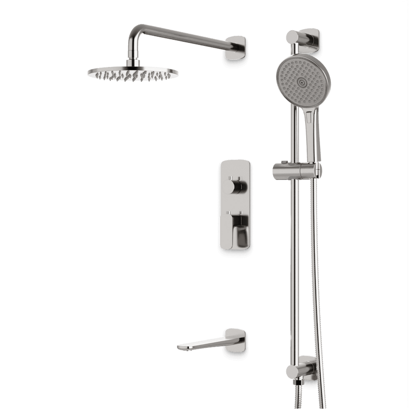 Harmony Thermostatic Shower Trim Kit with Hand Shower on Slide Bar, Tub Filler - Brushed Nickel / 8" image 1