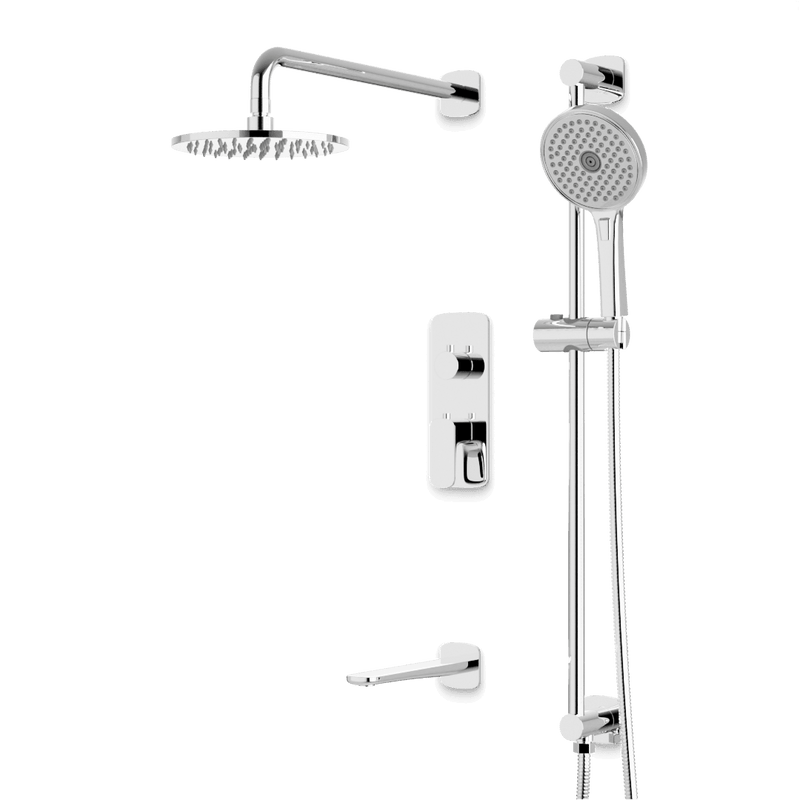 Harmony Thermostatic Shower Trim Kit with Hand Shower on Slide Bar, Tub Filler - Chrome / 8" image 1