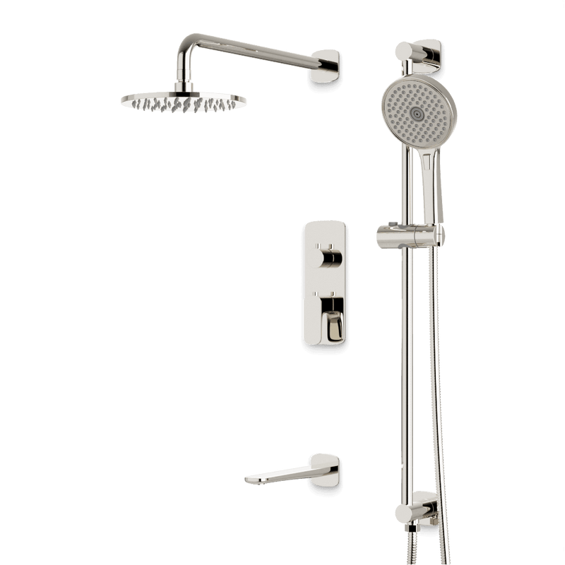 Harmony Thermostatic Shower Trim Kit with Hand Shower on Slide Bar, Tub Filler - Polished Nickel / 8" image 1