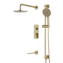 Harmony Thermostatic Shower Trim Kit with Hand Shower on Slide Bar, Tub Filler - Satin Brass / 8" thumbnail 1