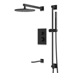 Otella Thermostatic Shower Trim Kit with Hand Shower on Slide Bar, Tub Filler - Matte Black / Wide thumbnail 1