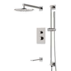 Otella Thermostatic Shower Trim Kit with Hand Shower on Slide Bar, Tub Filler - Brushed Nickel / Wide thumbnail 1