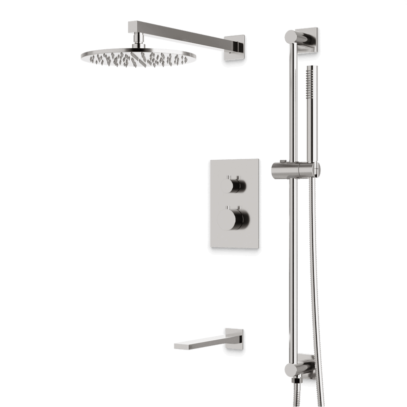 Otella Thermostatic Shower Trim Kit with Hand Shower on Slide Bar, Tub Filler - Brushed Nickel / Wide image 1