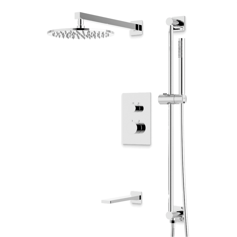 Otella Thermostatic Shower Trim Kit with Hand Shower on Slide Bar, Tub Filler - Chrome / Wide image 1