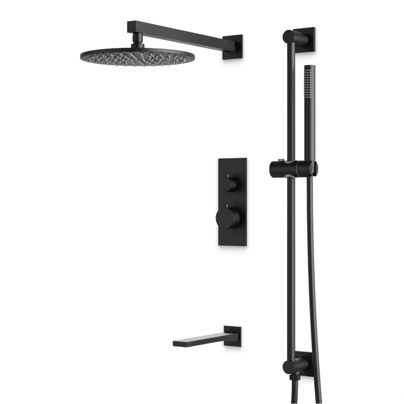 Otella Thermostatic Shower Trim Kit with Hand Shower on Slide Bar, Tub Filler - Matte Black / Linear image 1